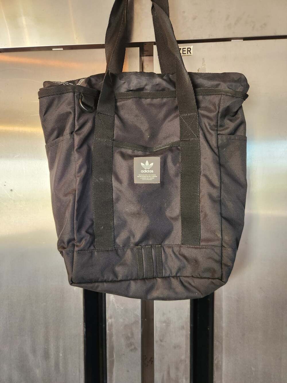 Adidas Originals Tote Bag Black Recycled Polyester Gym Travel Shoulder Bag